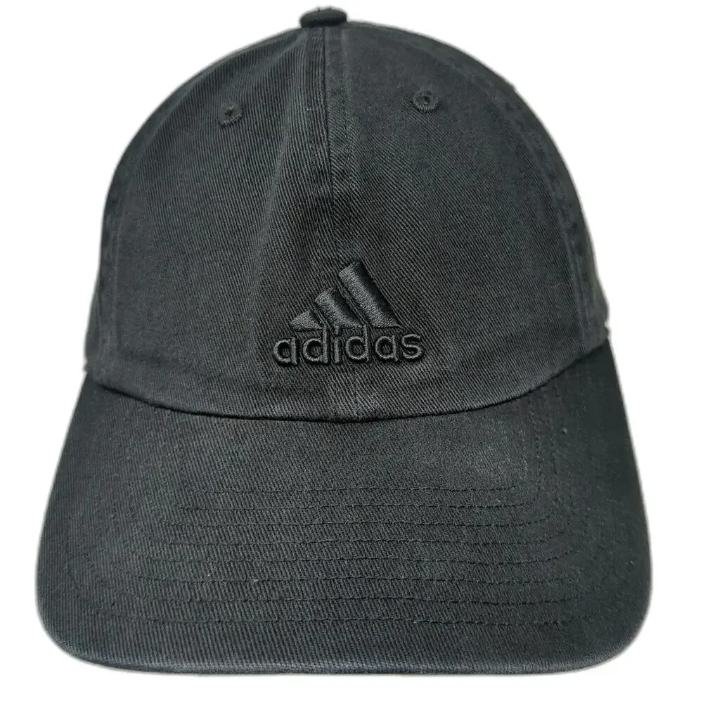 adidas Baseball Cap Black One Size Embroidered Logo Slideback Adjustable hat
